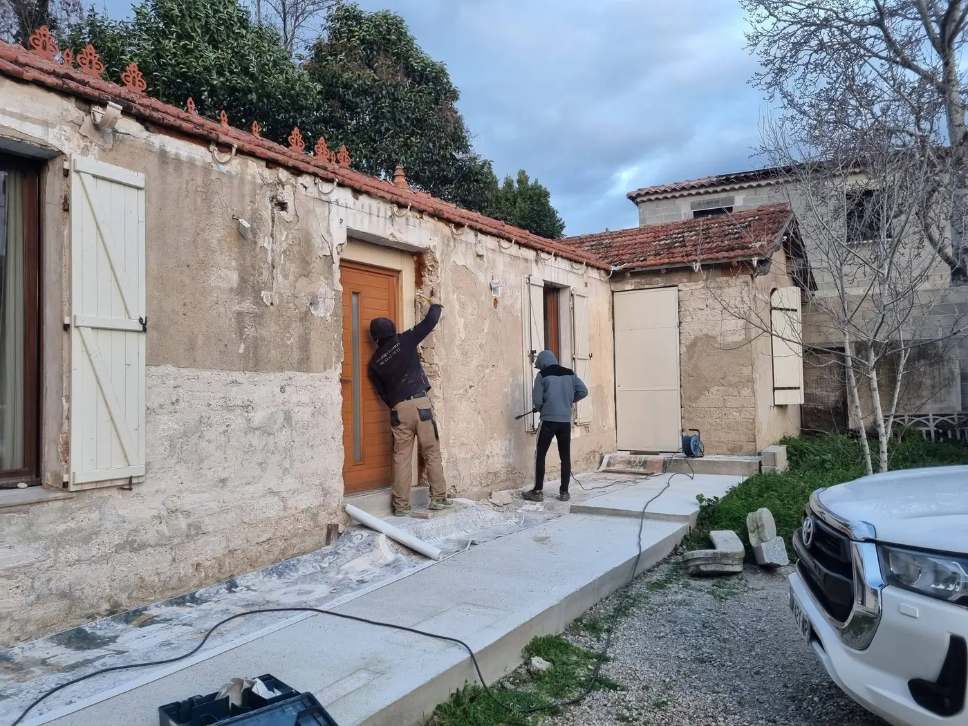 Application de l'enduit